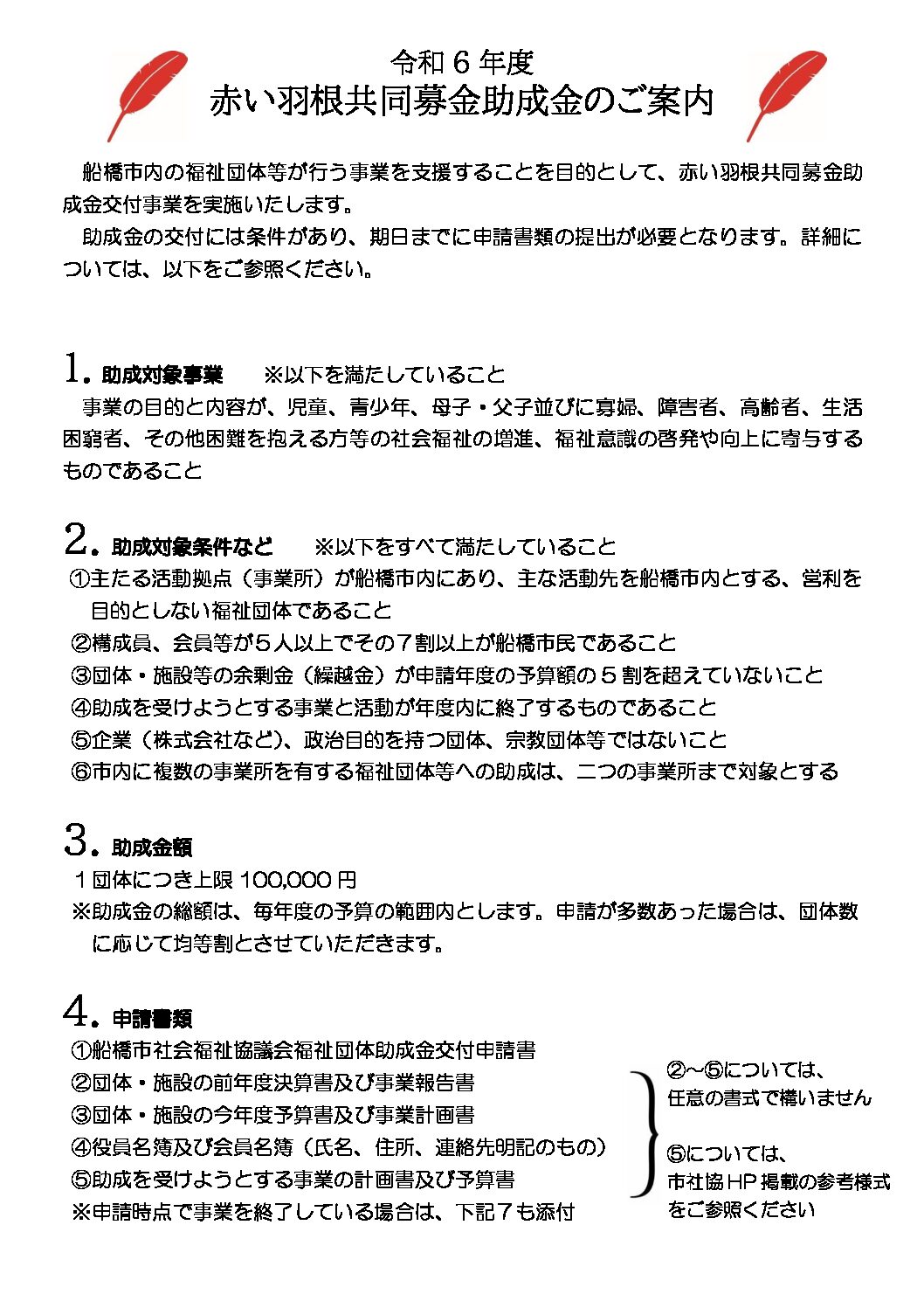 赤い羽根共同募金助成金のご案内（チラシ）