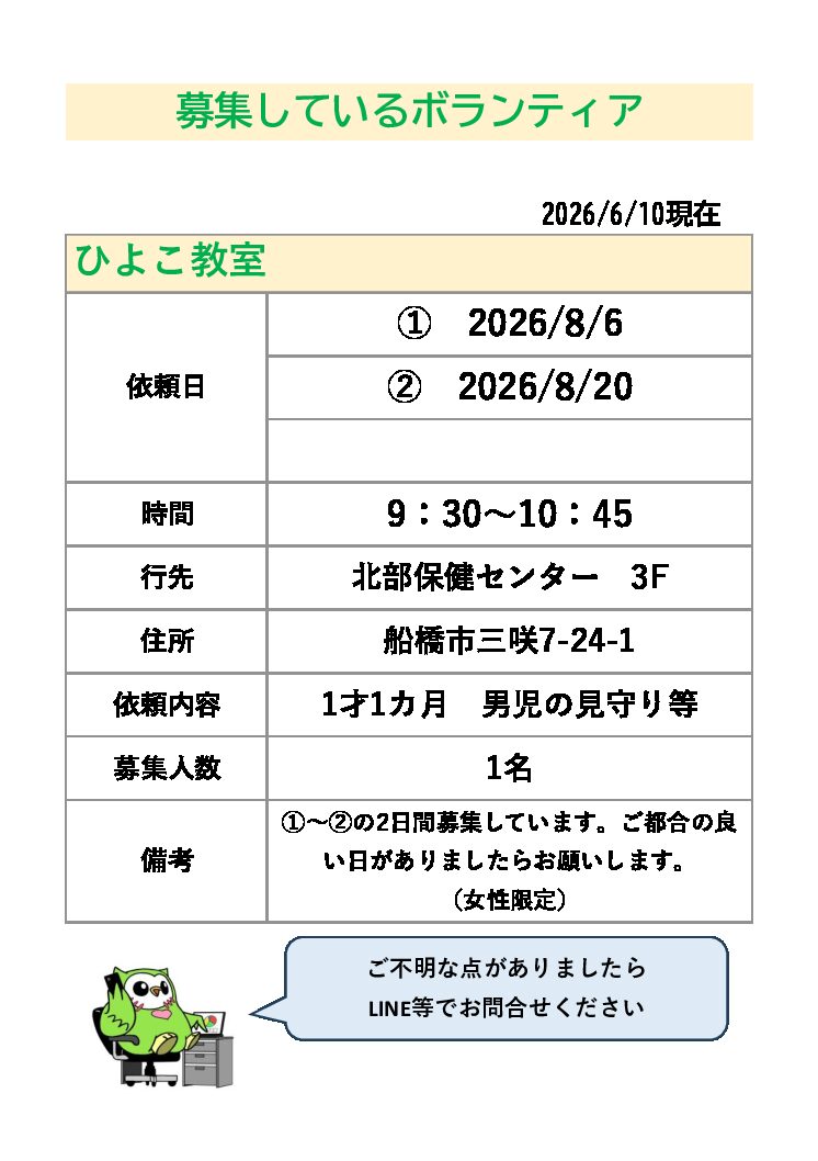 7_ボランティア募集8月‗ひよこ教室